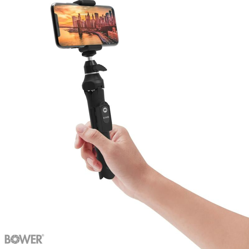 Bower 6-In-1 Multi Selfie Tripod with Smartphone & Gopro Mount, Rechargeable Wireless Remote - Black