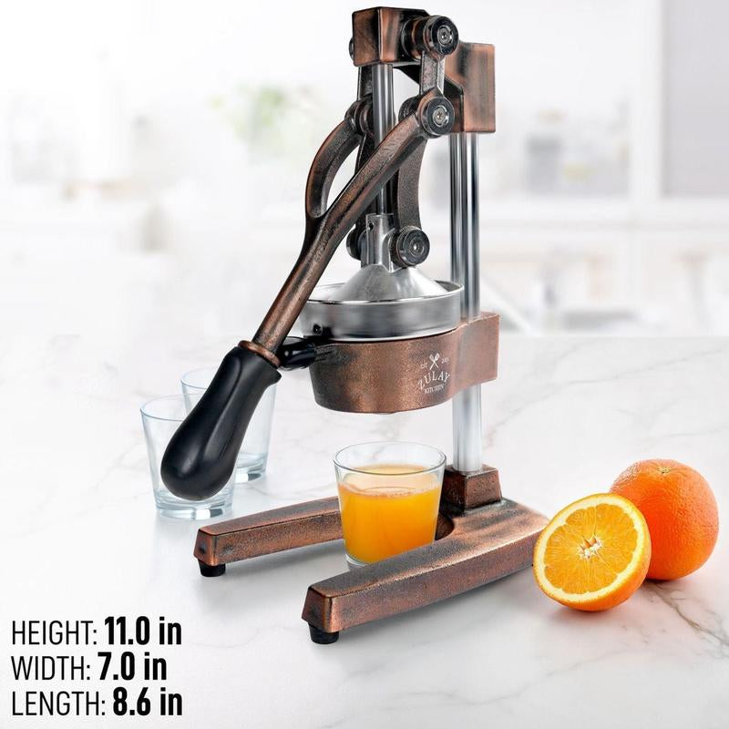 Zulay Kitchen Premium Manual Citrus Juicer - Heavy-Duty Cast Iron Citrus Squeezer with 5-Inch Bowl, Stainless Steel Filter Cone, Comfortable Grip