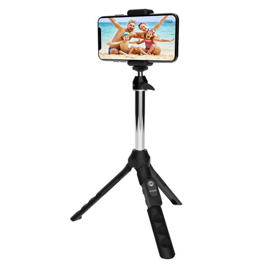 Bower 6-In-1 Multi Selfie Tripod with Smartphone & Gopro Mount, Rechargeable Wireless Remote - Black