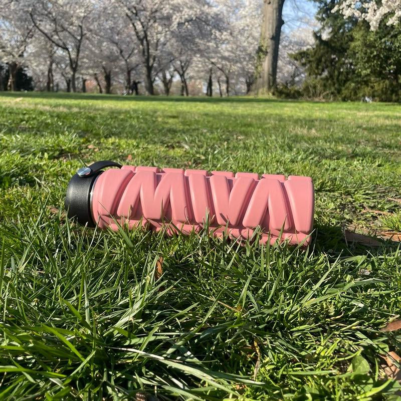 MIVA Recovery ROSE Stainless Steel Water Bottle X Silicone Foam Roller Sleeve Combo with Flip up Straw