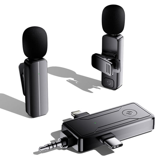 2 Pack Wireless Mini Lavalier Lapel Microphone for Iphone,Android Device(3 in 1) - 65Ft Cordless Clip on Dual Mics with Noise Reduction 6H Working Time for Video Recording Vlogging, Youtube, Interview Audio Stereo Wireless Microphone Mini Microphone